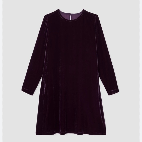 Eileen Fisher Silk Blend Velvet Dress NWT XS | Plum Purple Long Sleeve - Picture 1 of 7